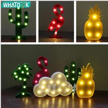 Светодиодный ночник с милыми буквами фламинго для детей, светильник с изображением ананаса, кактуса, настенный светильник, светодиодный знак шатра, Рождественский Декор для дома