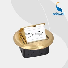 Роскошный Золотой американский стиль напольная розетка/2 банды напольная заземленная розетка SP-2Y(110 V 15A/20A