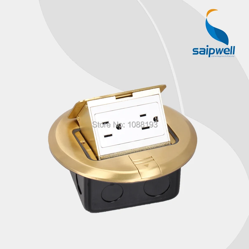 

Luxury Golden American Style Floor socket / 2 Gang Floor Grounded Socket SP-2Y(110V 15A/20A)