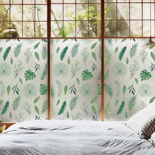 60*100 см/шт. витражная декоративная оконная пленка без клея статическое цепляющее стекло наклейки конфиденциальности зеленый лист Водонепроницаемый Ванная комната CW13