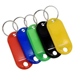 BLEL Горячее предложение 50 шт. Пластик цепочки для ключей, бирки ID Название этикетки Метки Разделение кольцо
