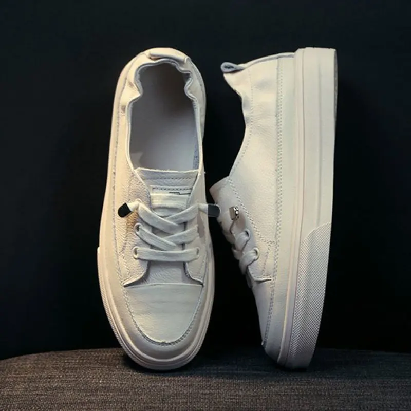 

HEE GRAND Women Casual White Shoes Summer 2019 Soft PU Leather Sneakers Spring and Autumn Comfortable Slip on Flats XWD7669