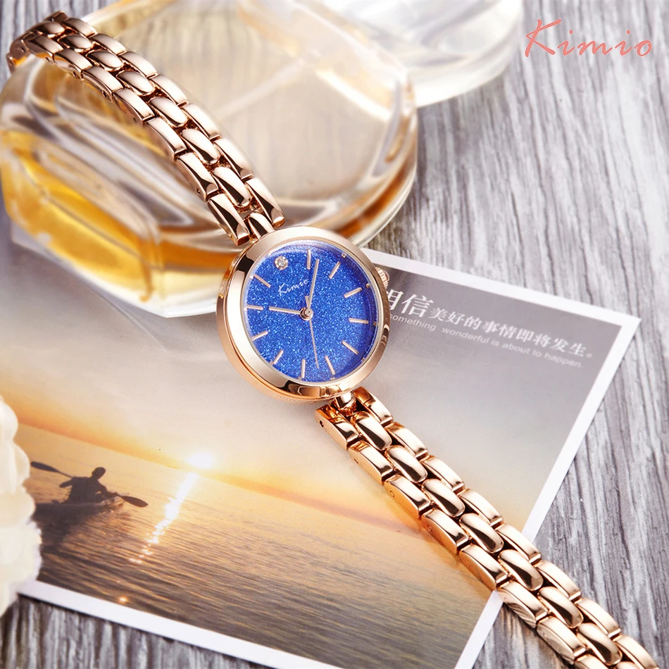 

KIMIO Fashion Colorful Stars Shine Dial Women Bracelet Watch Women's Wristwatch Rose Gold Quartz Womens Watches Top Brand Clock