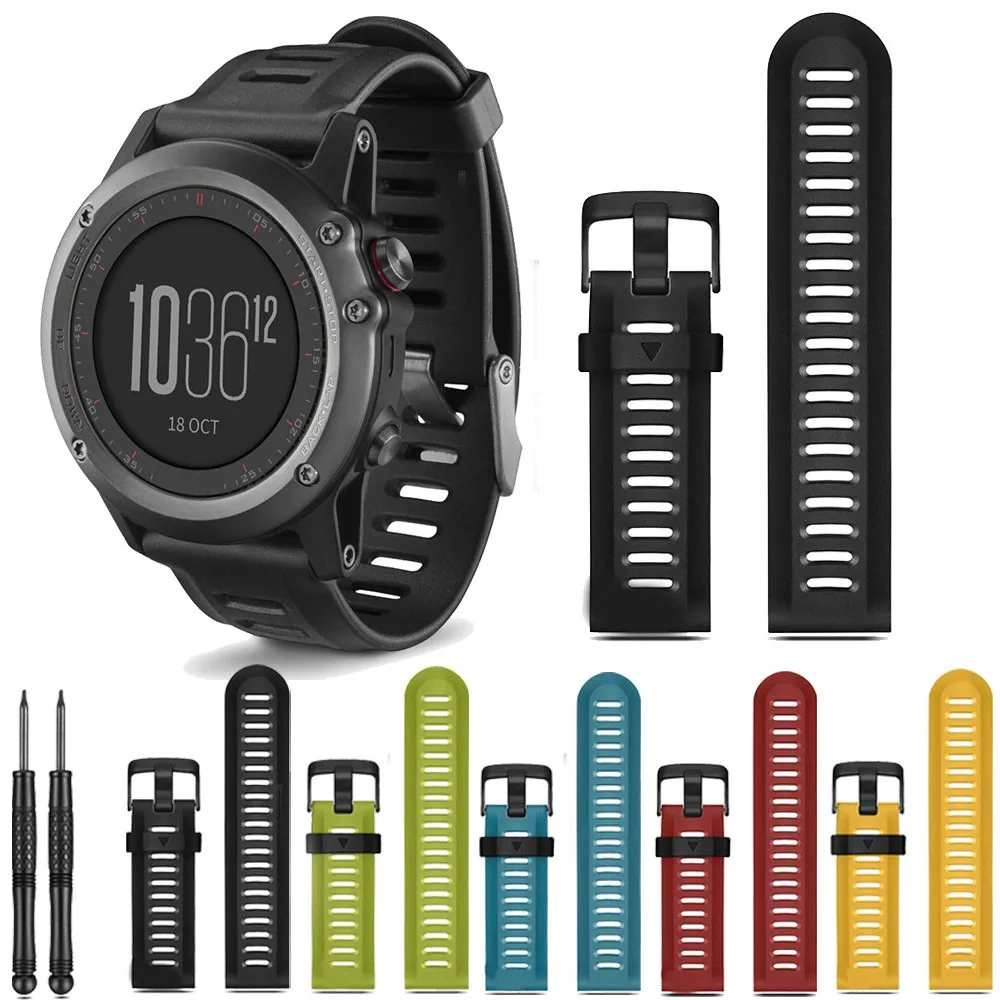 

Joyozy Replacement Soft Silicone Watchbands Strap for Garmin Fenix 3/Fenix 3 HR GPS Watch With Tools Contains Shipping Costs