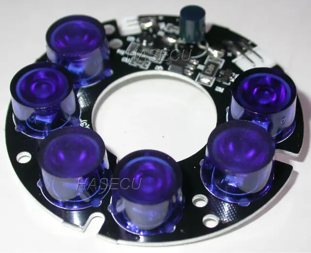 Infrared 6x SMT flat type IR LED board module for CCTV camera night vision (diameter 53mm / 22mm) 80 degree emitting angle ONLY 3