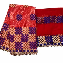 Нигерийская кружевная ткань hihg качество красная кружвная ткань Индия Базен riche getzner нигерийское Тюлевое кружево шарф для Пэчворк 5+ 2 ярдов/партия