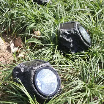 

AKDSteel Solar Powered Decorative Resin Stone Spot Light, Outdoor Water Resistant 4 LED Landscape Lamp