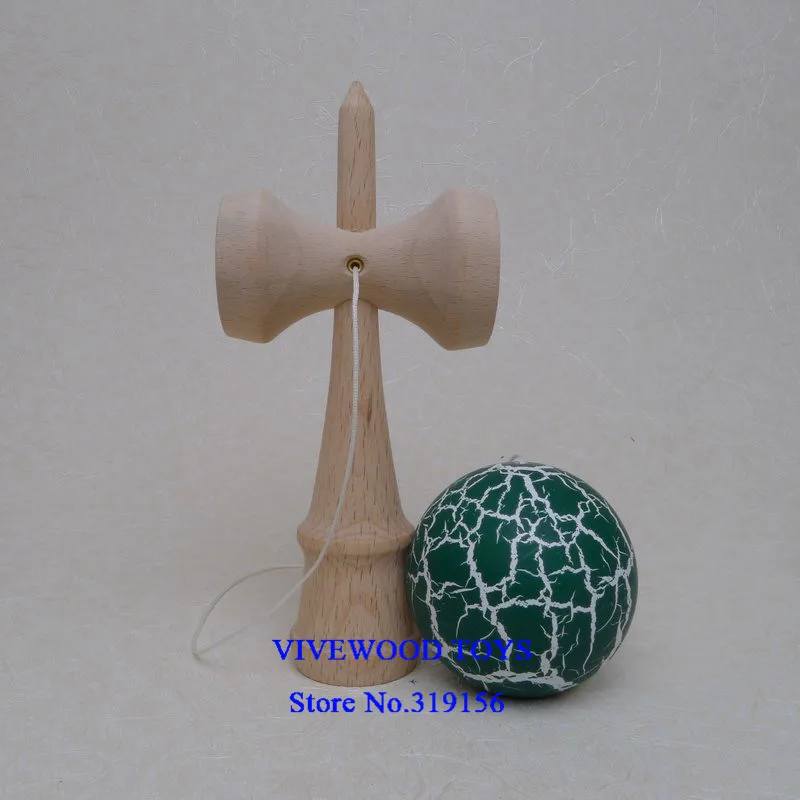 Дешевый бук Kendama для детей, изготовлен из натурального бука, кракле Kendama, металлические заклепки Ken с трещины краски Tama, жонглирование мяч - Цвет: Green and White