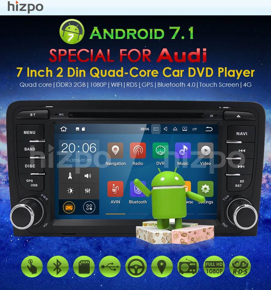 Discount Android 7.1 2 DIN CAR DVD Player For Audi A3 S3 2003-2011 7 Inch 2G+16 GPS Stereo AutoRadio Navigation Multimedia Audio Wifi SWC 1 Discount Android 7.1 2 DIN CAR DVD Player For Audi A3 S3 2003-2011 7 Inch 2G+16 GPS Stereo AutoRadio Navigation Multimedia Audio Wifi SWC 1