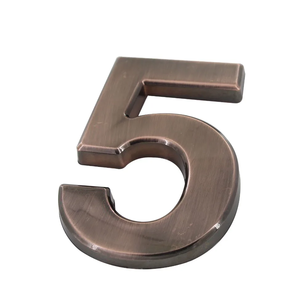 Number 5 Red Bronze Color Digital House Number ABS Plastic 100mm