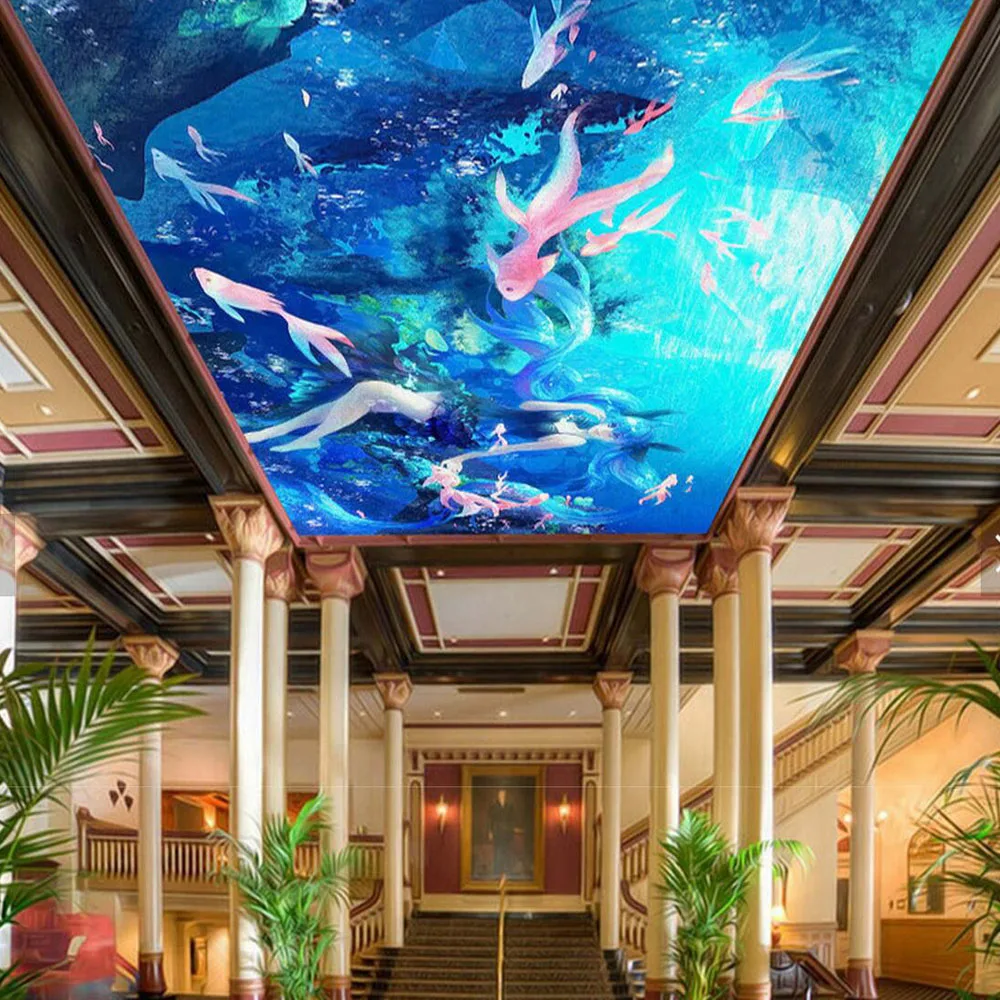 European 3D Sea World Fish Ceiling HD Wallpaper Murals Photo Wall Mural
