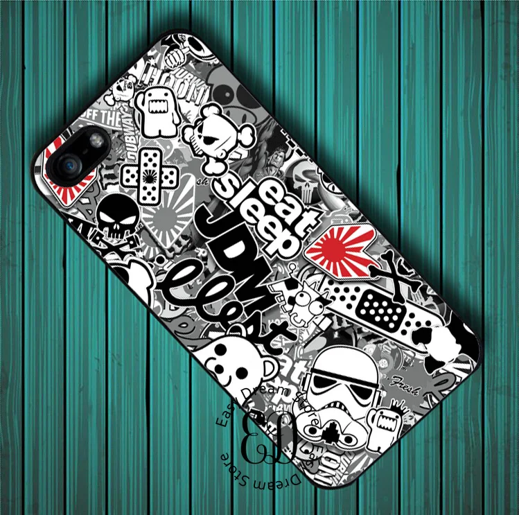 Sticker Bomb Eat Sleep JDM case for iphone X 4s 5s SE 5c 6 6s 7 8 Plus