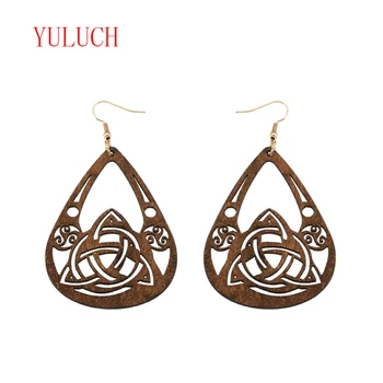 

YULUCH New Arrival Natural Wooden Water Drops Openwork Water System Cycling Pendant for Ethnic Women Earrings Jewelry Gifts