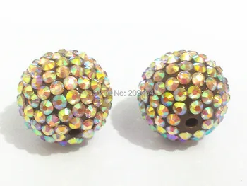 

22mm 100pcs/lot Light Champagne Gold AB-Color Resin Rhinestone beads Free Shipment