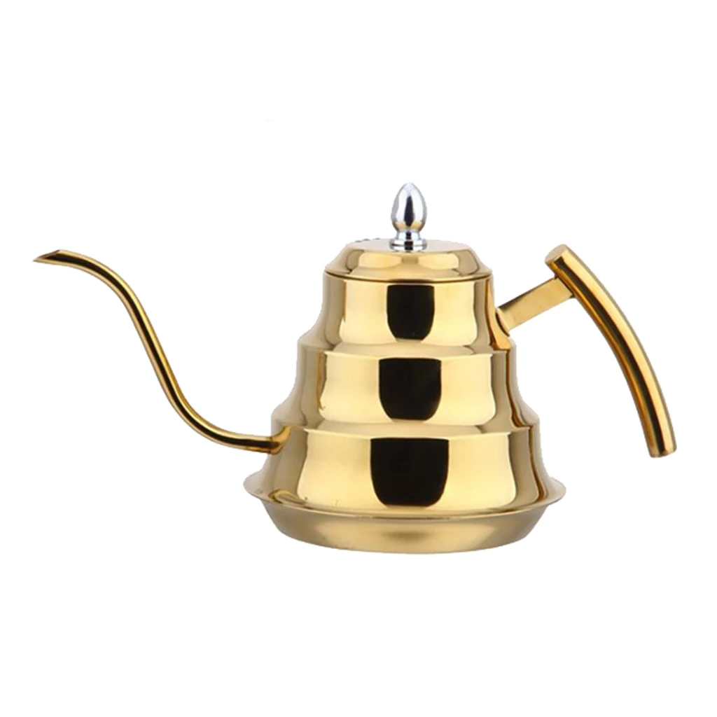 Coffee Drip Stainless Steel Kettle Tea Pot Maker Infusion Gooseneck Golden, Silver