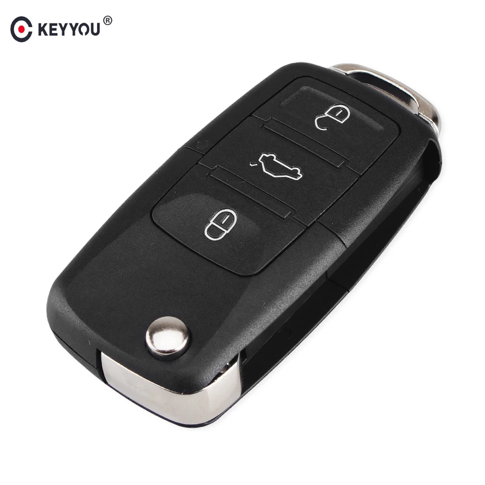 KEYYOU 3 кнопки складной откидная оболочка ключа дистанционного управления автомобильный ключ чехол для VW Volkswagen Bora Passat Golf Polo Jetta Sharan Touran без лезвия