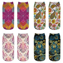 Полные Сезоны носки Для женщин хлопковые носки таинственный Национальный Стиль бег спортивные носки-башмачки для мальчиков и девочек 3D с принтом в стиле ретро#2S29