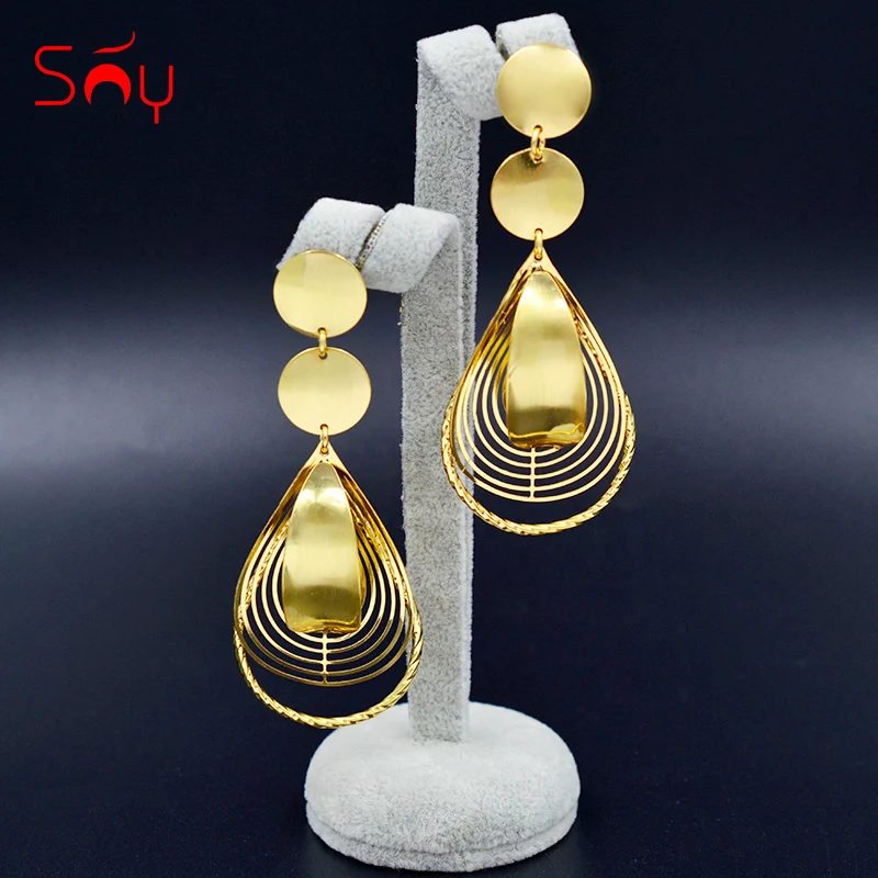 

Sunny Jewelry 2019 New Arrivals Long Drop Dangle Earrings For Women Bridal Dubai High Quality Moon For Wedding Party Daily Gift