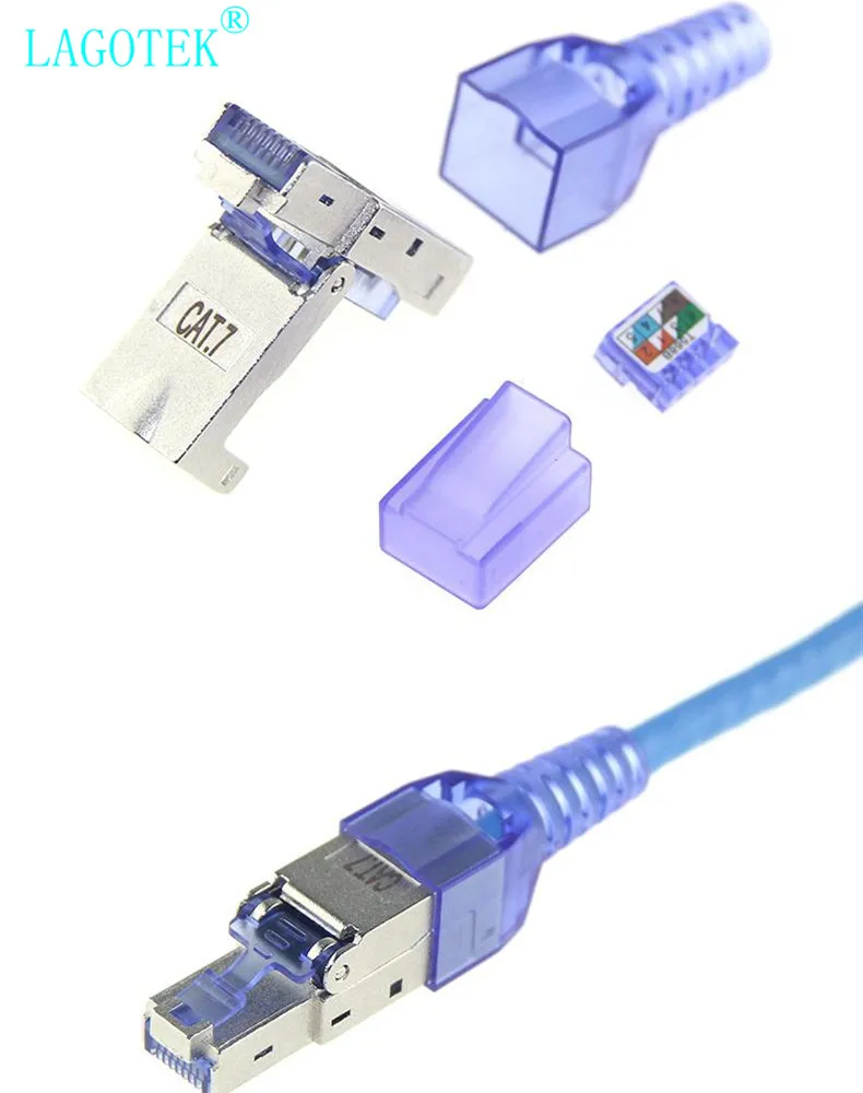 Ethernet Network Plug 10pcs Tool-Free Shielded RJ45 Cat 7/Cat6A