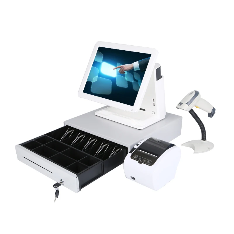 Point of sale all in a pos system touch screen computer POS with printer/scanner/cash drawer point of sale pos machine Point of sale all in a pos system touch screen computer POS with printer/scanner/cash drawer point of sale pos machine