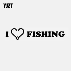 YJZT 18,2 см * 3,6 см я люблю наклейка рыболова рыболовный крючок винил забавные Стикеры для автомобиля черный/серебристый C24-0985