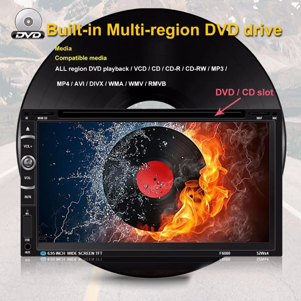 Best Car Radio 2 Din Car GPS Navigation Autoradio auto radios DVD Car Multimedia Player Subwoofer Touch Screen Rear view camera 7