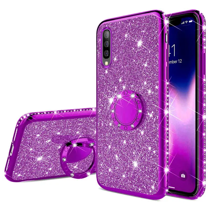 Diamond Bling Glitter Soft TPU Case Cover on sfor Samsung A30 A20 A10 A50 A70 M20 A6 A8 A7 2018 Magnetic Finger Ring Stand Coque (5)