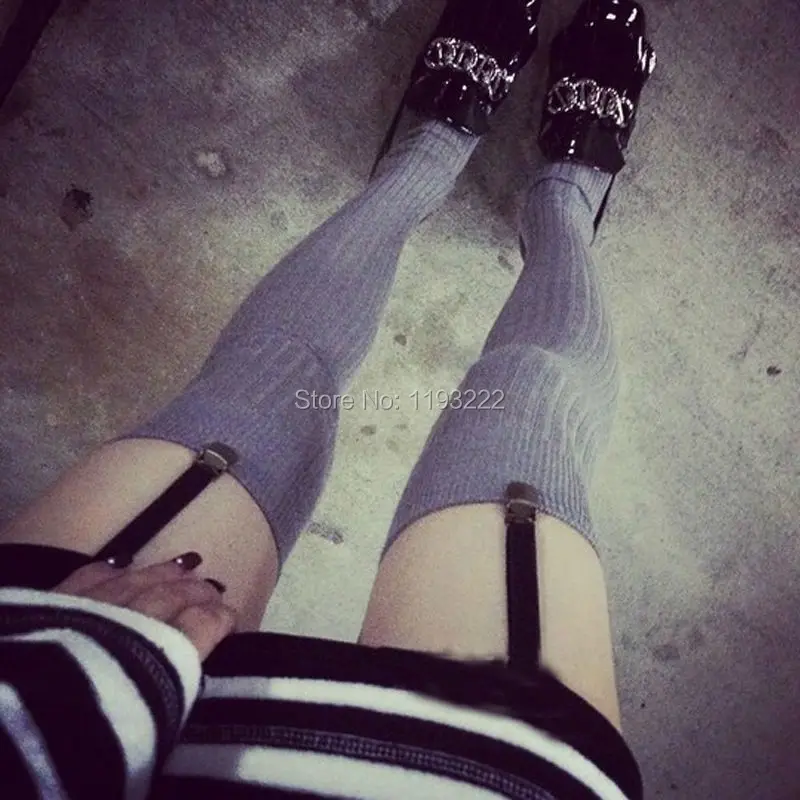 Punk Basic Plain Elastic Nylon Garters Handmade Clips Sock Stockings Shorts Thigh Garter Belt