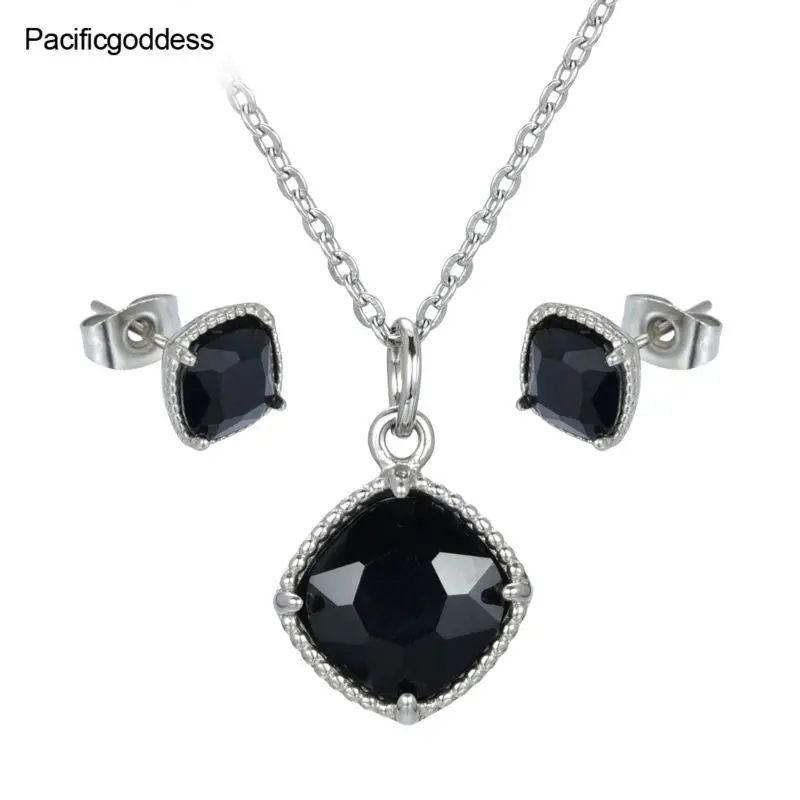 

black color earrings and necklace pendant jewelry set wedding jewelry set for best gift