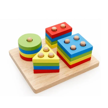 

Chanycore Baby Learning Educational Wooden Toys Geometric Shape Blocks Column Board Sorting Matching mwz Montessori Gifts 4088