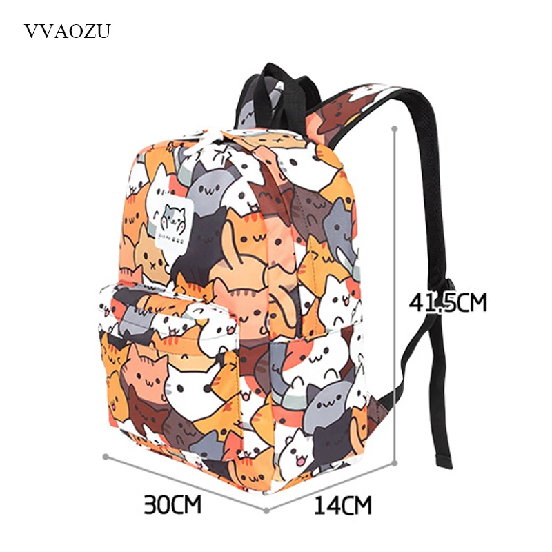 Аниме Неко Atsume женский рюкзак Мультфильм Mochila для девочек мальчиков путешествия рюкзак милый кот печать сумка на плечо для подростков