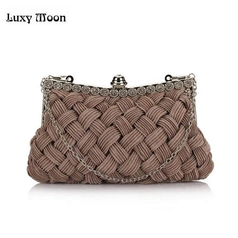 knitted diamond womens day clutch Hot evening bag bride clutch with Chains tote party bag for evening full dress 