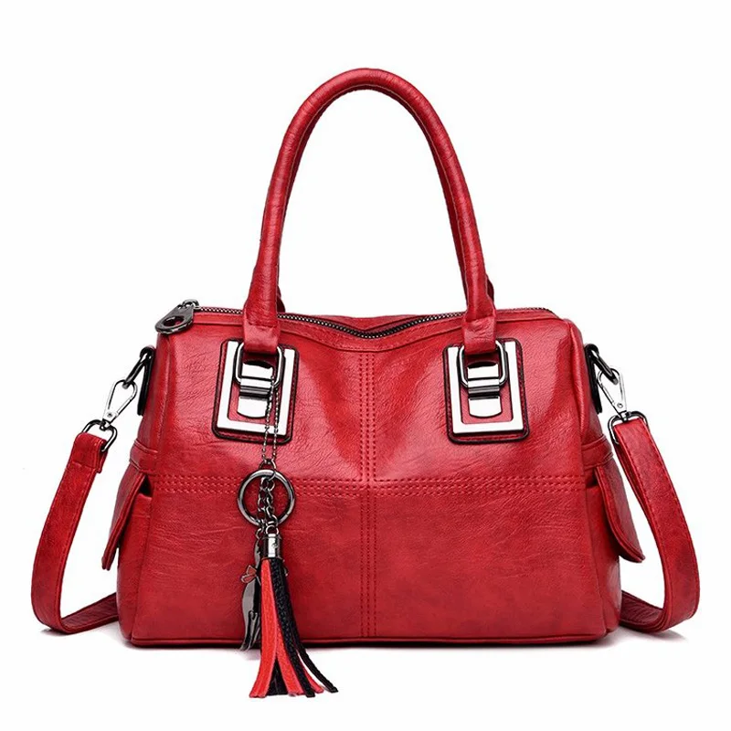 Женская сумка, модная, высокое качество, роскошная, брендовая, дизайнерская, повседневная, модная, с кисточками, сумка через плечо, 4 цвета - Цвет: red