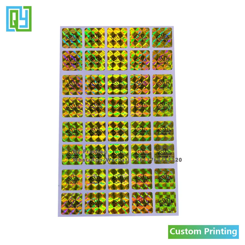 10000pcs 16x16mm 무료 배송 사용자 정의 인쇄 골드 레이저 호 일 물개 3D 황금 인쇄 보안 포장 브랜드 이름 로고 레이블