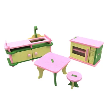 

1 set Baby Wooden Dollhouse Furniture Dolls House Miniature Child Play Toys Gifts #7