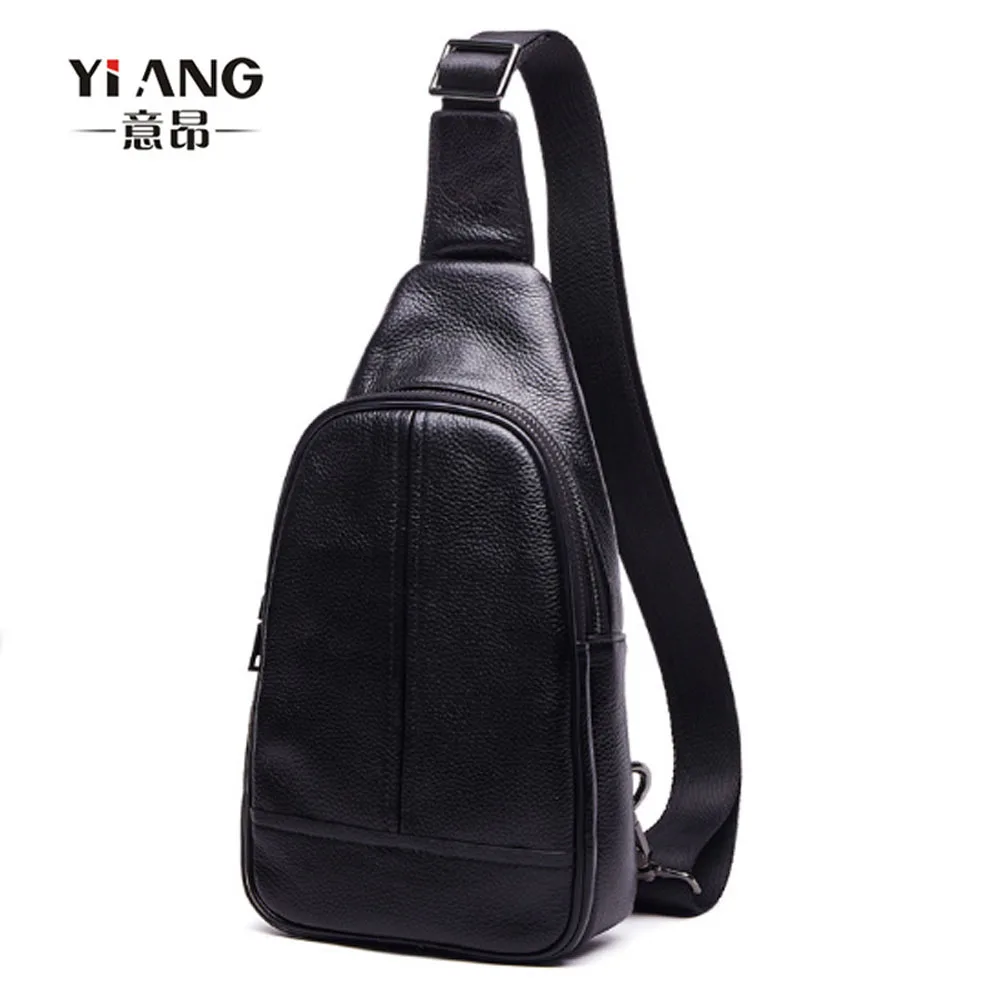 

New Men's High Quality Genuine Leather Cowhide Sling Chest Bag Pack Fashion Crossbody Bag Travel Casual Bags
