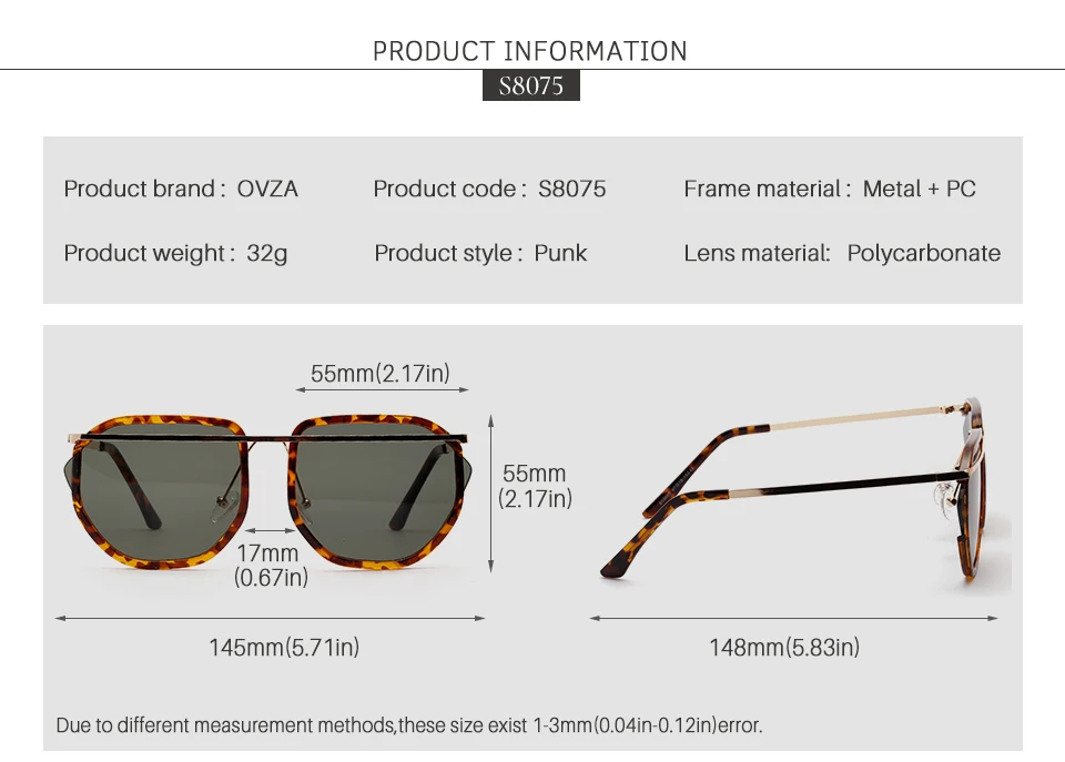 OVZA Ретро панк Солнцезащитные очки Мужские стимпанк Солнцезащитные очки женские фирменный дизайн крутые очки высокое качество S8075
