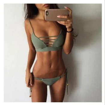 

2019 Sexy Brazilian Thong Bikini Push Up Beach Swimsuit Women Swim Suit Swimwear Women bind Bikini Triangle Bikini Set