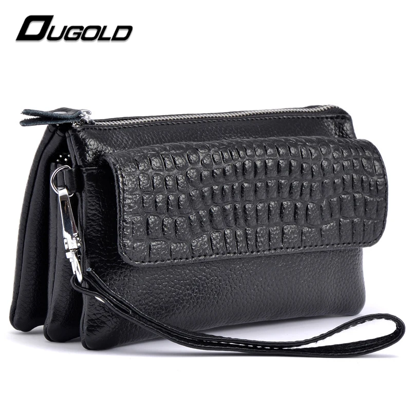 OUGOLD female wallet 2016 New Designer Genuine Leather Wallet Women Cosmetic Mobile Phone Bag Ladies zipper card Holder Purse