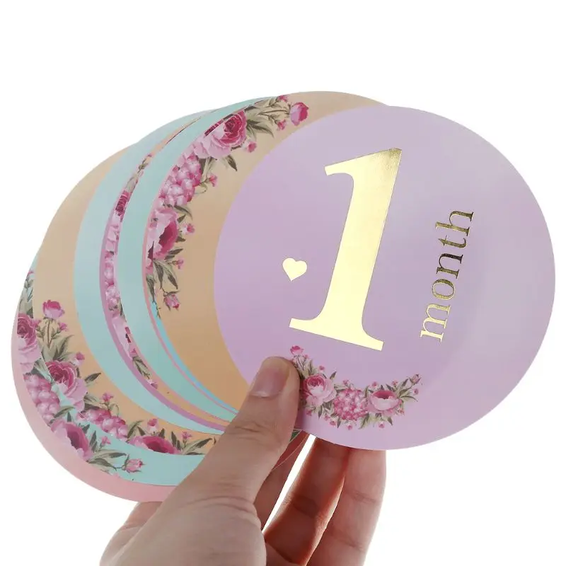 

12 Pcs/Set Month Sticker Baby Photography Milestone Memorial Monthly Newborn Kids Commemorative Stickers Card Number