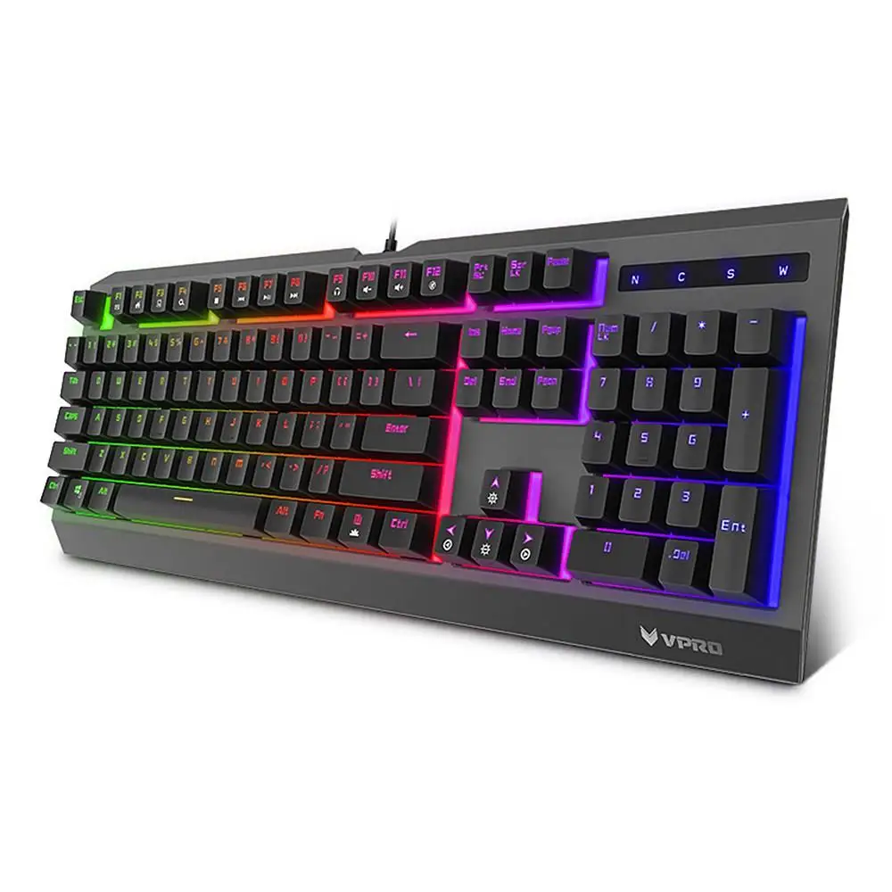 Проводная игровая клавиатура Rapoo V52S с подсветкой двухцветная зеленым