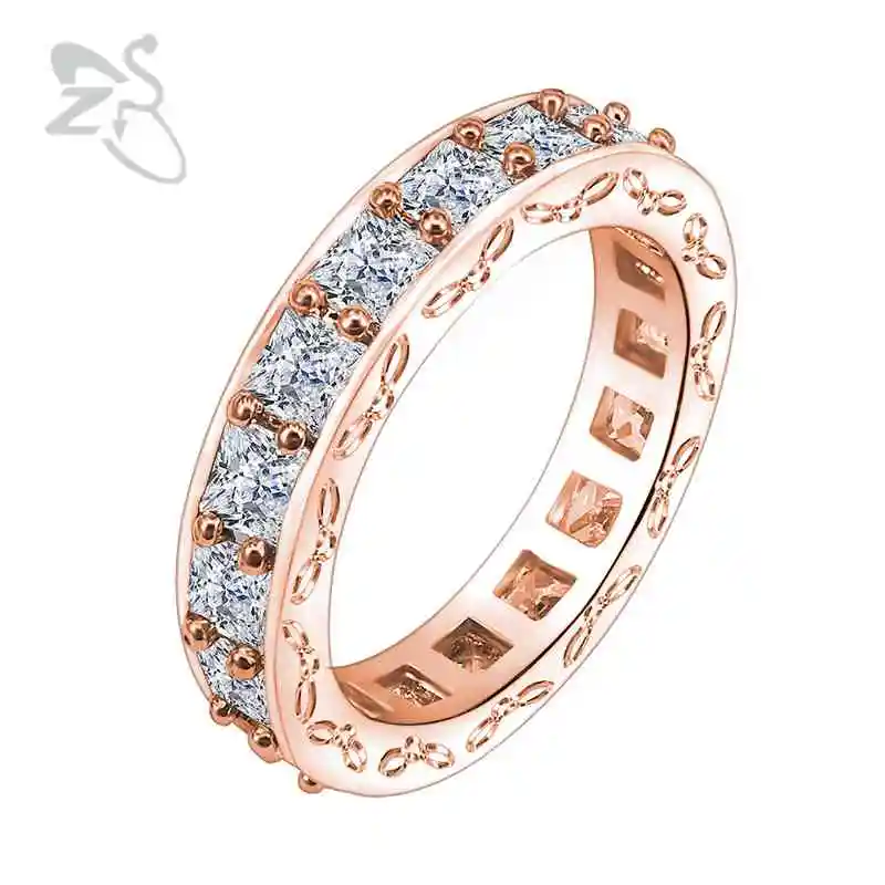 

ZS Engagement Rings for Women Fashion Jewelry Rose Gold Wedding Rings silver Color Anillos Female Anel Austrian Crystals Jewelry