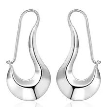 Горячая Распродажа, новинка 925, штампованные серебряные серьги, модные ювелирные изделия, плоские глянцевые серьги, аксессуары SMTE338