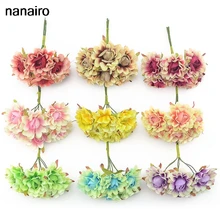 Barato 6 peças de imitação de seda artificial papoula buquê de casamento decoração para casa presentes de Natal coroa de flores DIY artesanato applicat