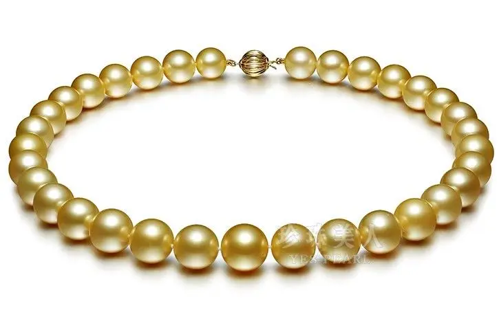 

FREE SHIPPING HOT sell new Style >>>> natural 10-11mm south sea gold pearl necklace 17inch yellow gold
