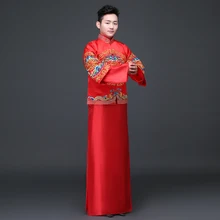 Groom show clothing embroidery pratensis dragon gown men’s clothing chinese style wedding gown evening Robe tang suit jacket