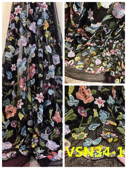 

Fashion Net Lace Fabric 3d Flowers Embroidery For Wedding Party Tulle Lace Fabric
