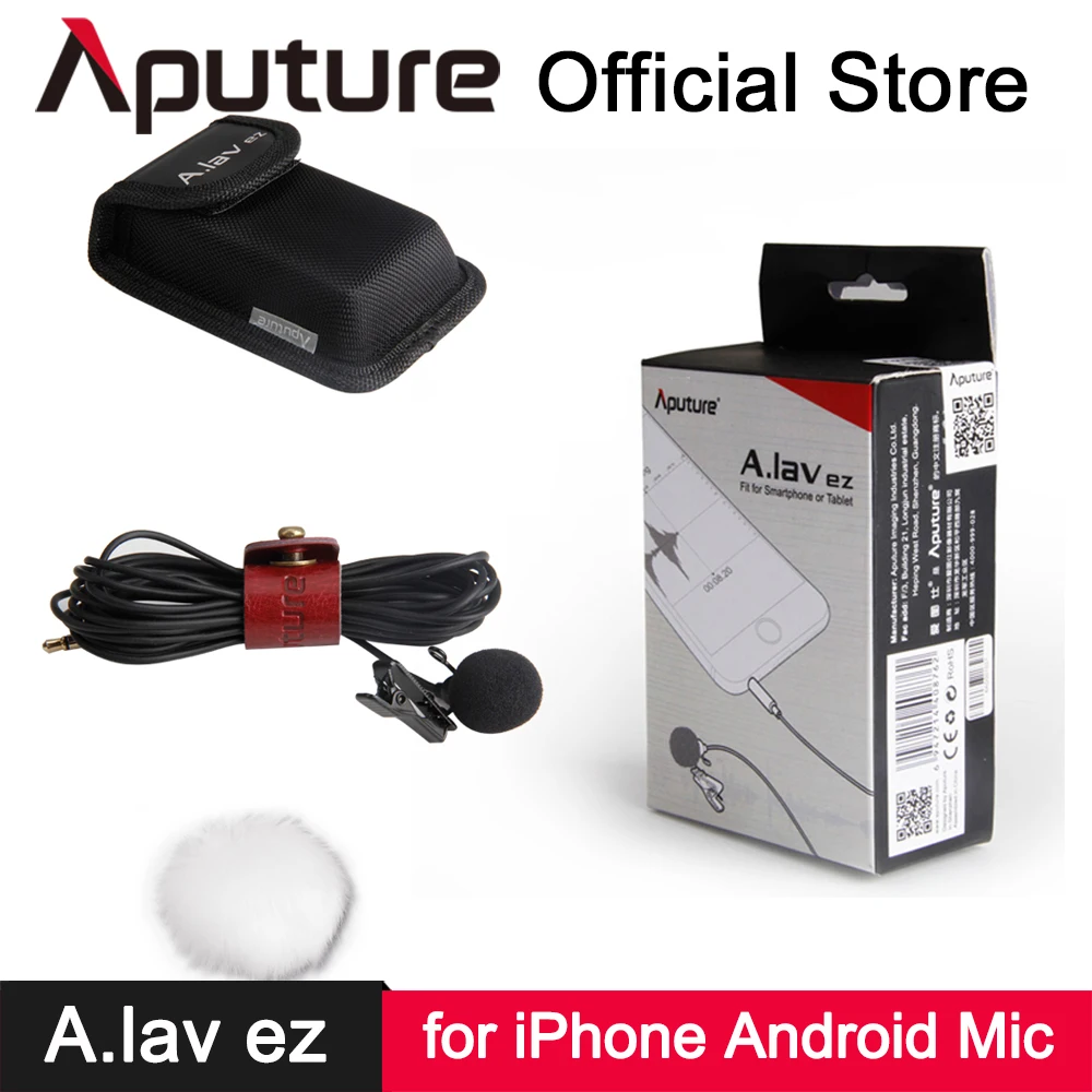 

Aputure A.lav ez Lavalier Microphone for iPhone 6s iPad Android Mobile Phone Smartphone Audio Video Recording Clip-on Lapel Mic