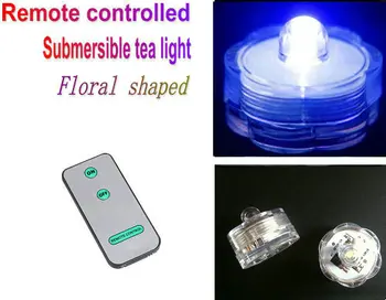 

12pcs/LOT Remote control submersible LED candle light floral tealight w/controller waterproof wedding Xmas Christmas decor-BLUE