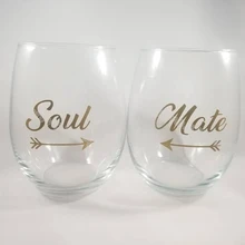 9 шт., Soul& 9 шт., mate/набор, золотой цвет, винное стекло, наклейка для семейных пар, Свадебные вечерние украшения, Stemless, стеклянная наклейка EB013